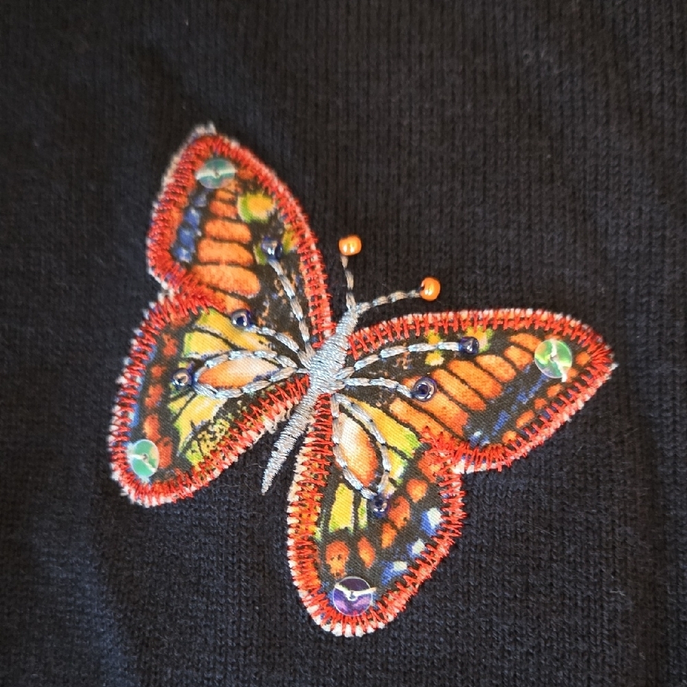 Alfred Dunner Navy Cardigan with Butterfly Embellishments - Picture 3 of 4